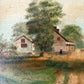 Antique rural oil painting on board framed