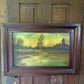 Antique oil painting on board landscape framed & signed