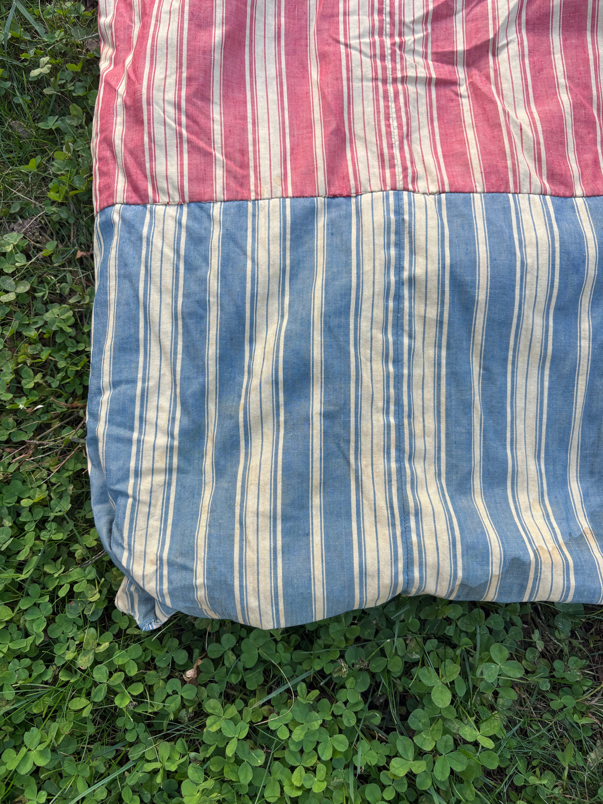 Vintage ticking stripe feather mattress