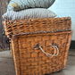 Antique French railway wicker trunk with initials JB | metal latches