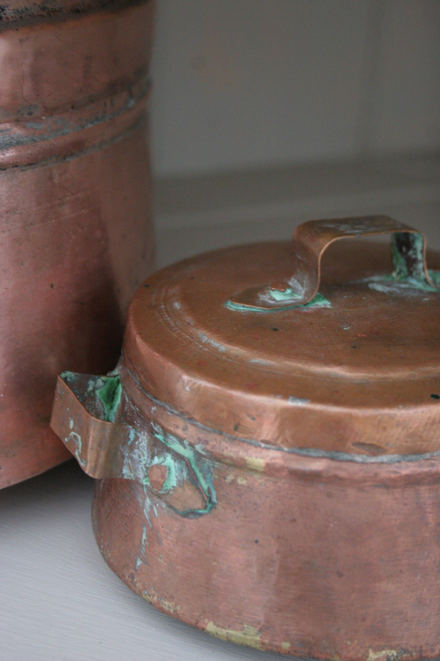 Antique French copper pots