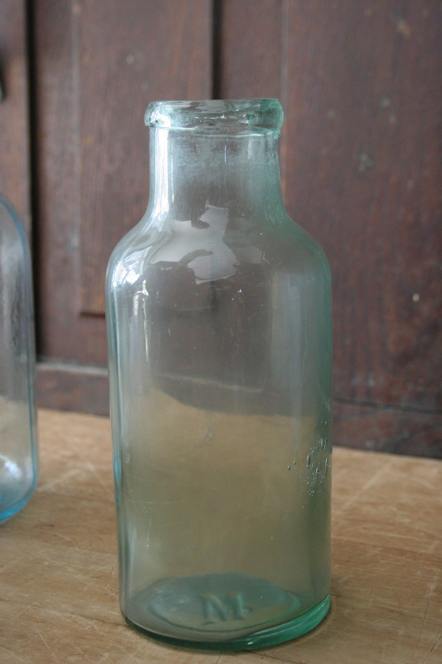 Antique early blue glass jars