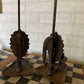Antique early handmade wrought iron candle stick holders