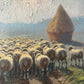 Antique signed 1919 sheep painting