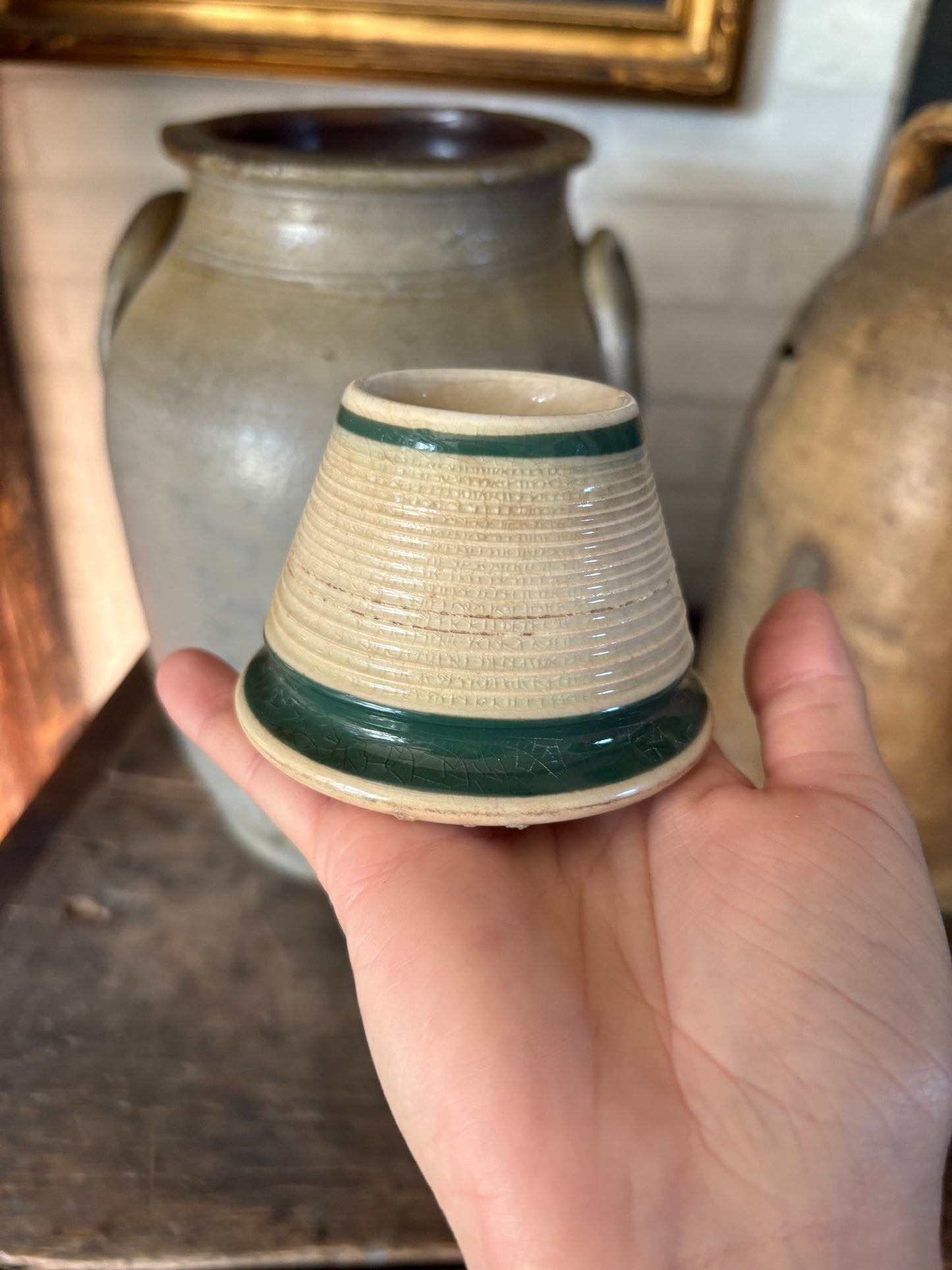 Antique ironstone match strike and holder