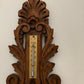 Antique French hand carved wood barometer