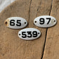 Vintage French enamel number tags