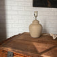 Vintage tan small pottery lamp