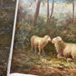 Vintage oil sheep painting on canvas