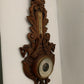 Antique French hand carved wood barometer