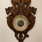 Antique French hand carved wood barometer