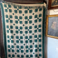 Vintage green and white throw blanket