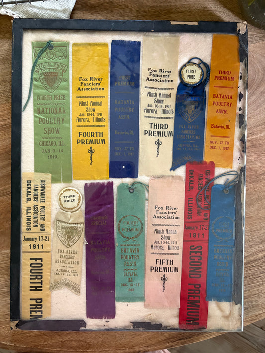 Antique fair poultry ribbons early 1900s