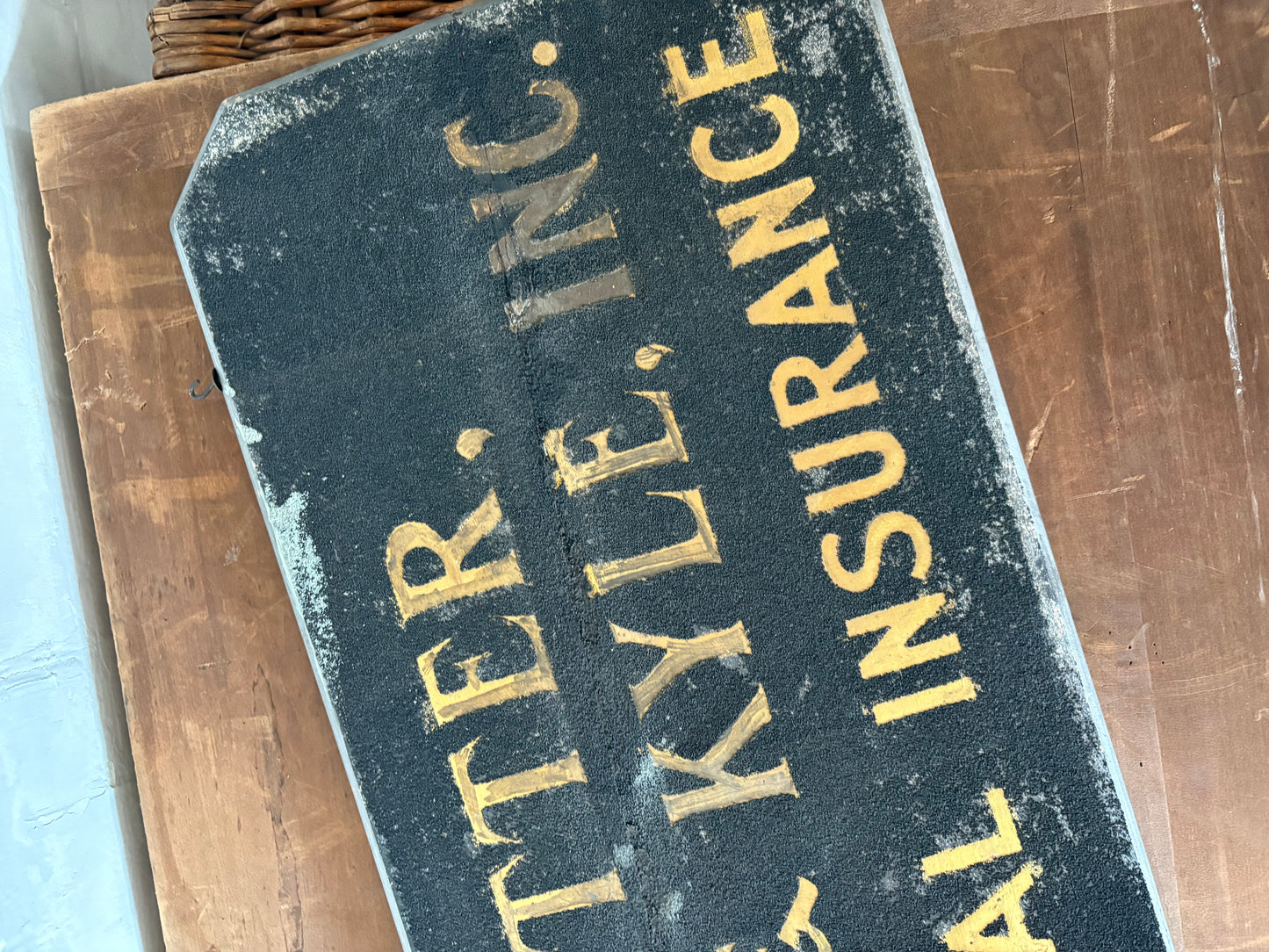 Vintage Blair Sign Co Double Side Hanger Insurance Sign Ritter Hite Kyle | gilded lettering