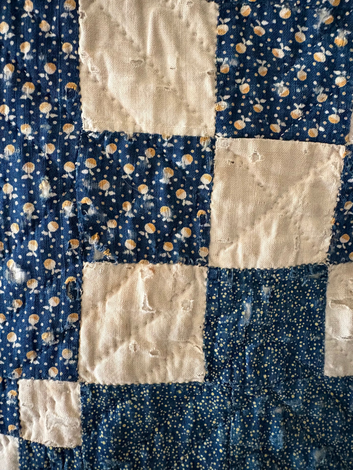 Early Antique star pattern quilt | indigo blue