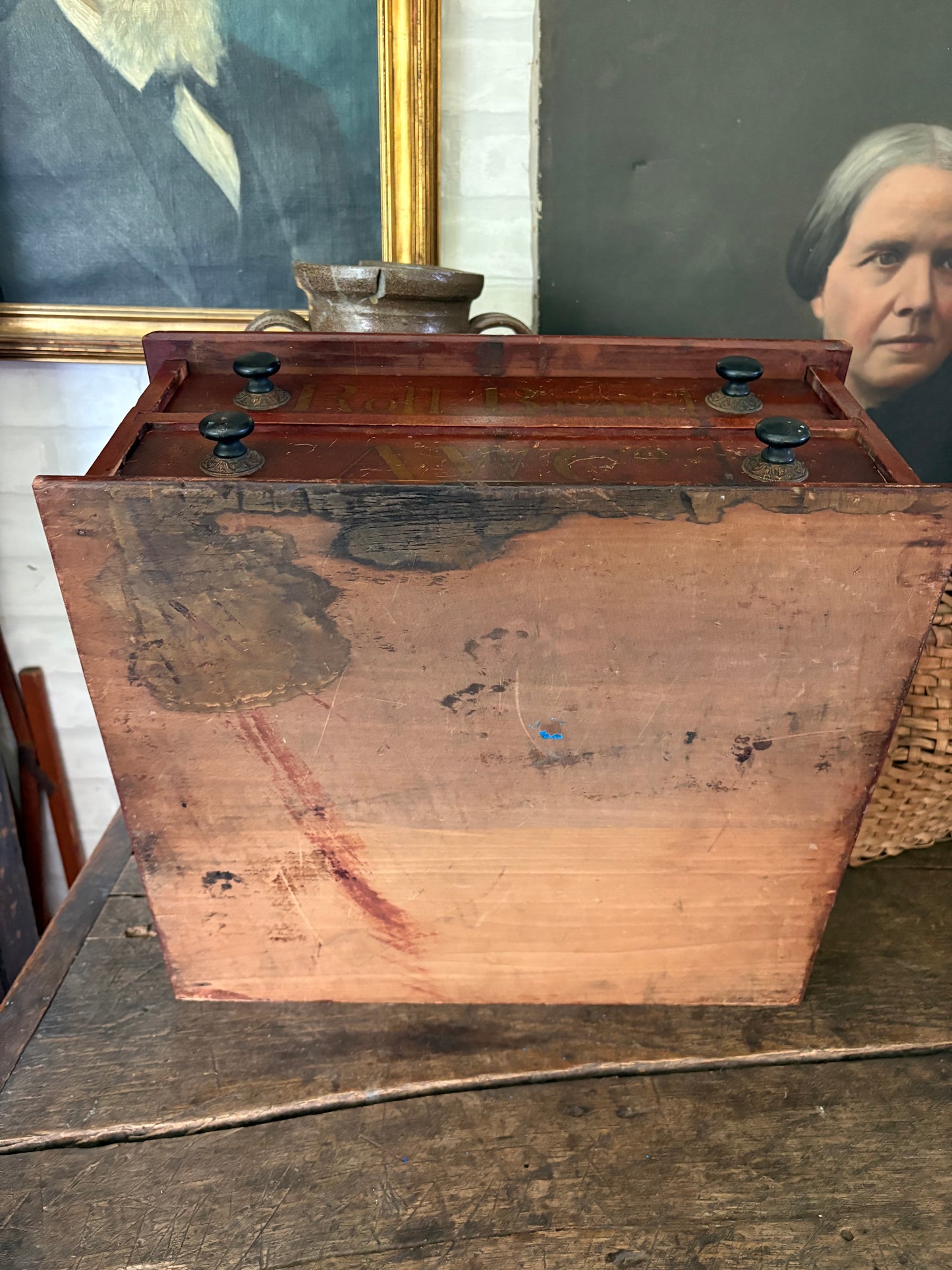 Antique A.W. Co “Roll Braid” Victorian spool drawer cabinet