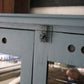 Antique blue paint pie cabinet for general store display | primitive