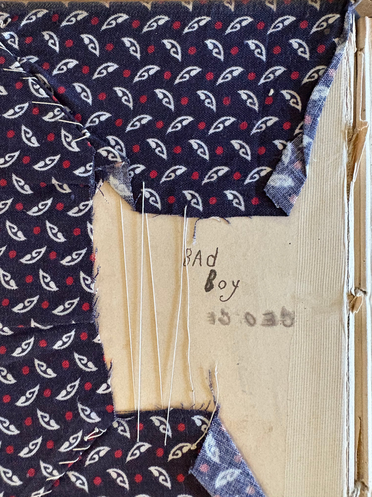 Antique early fabric covered school book