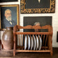 Vintage wooden wall plate rack with scallop detail
