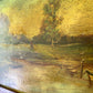 Antique oil painting on board landscape framed & signed