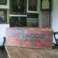 Antique large octagon soap powder box with hinged lid