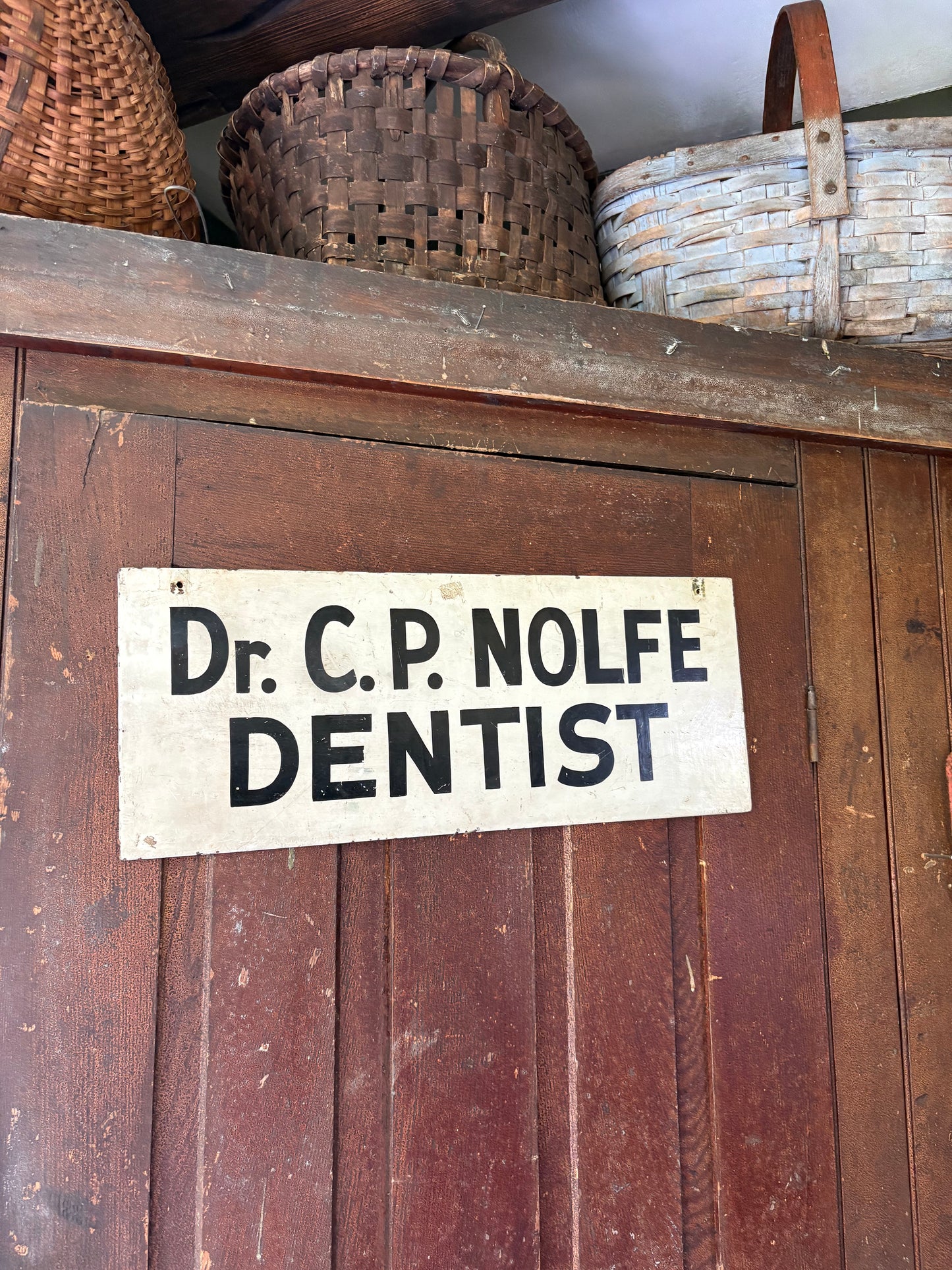 Antique metal DENTIST sign - Double sided