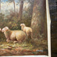 Vintage oil sheep painting on canvas