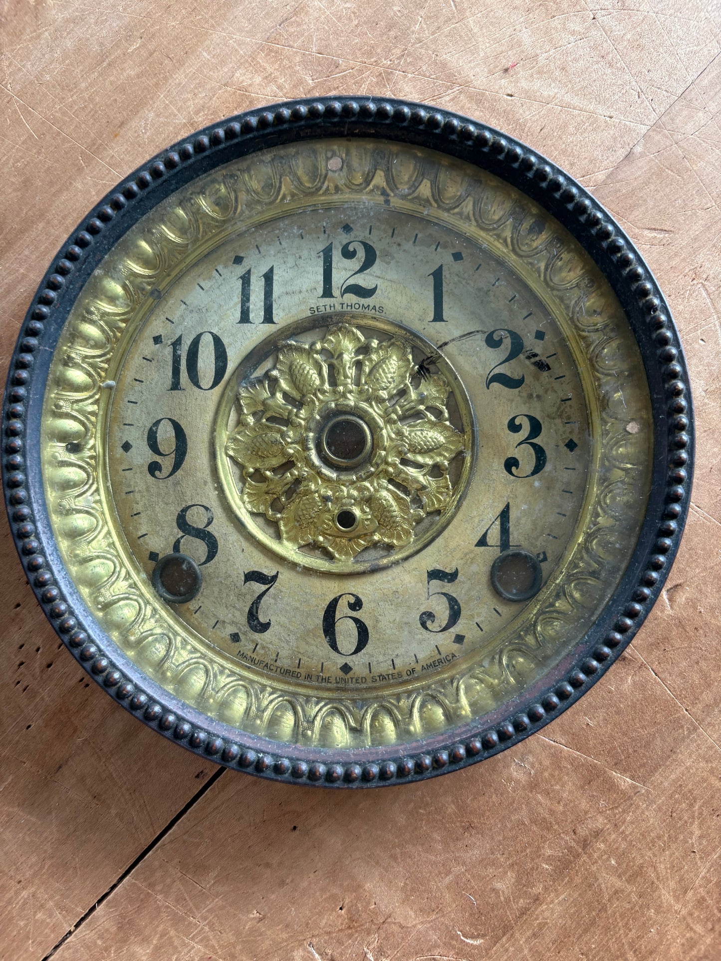 Vintage metal clock face