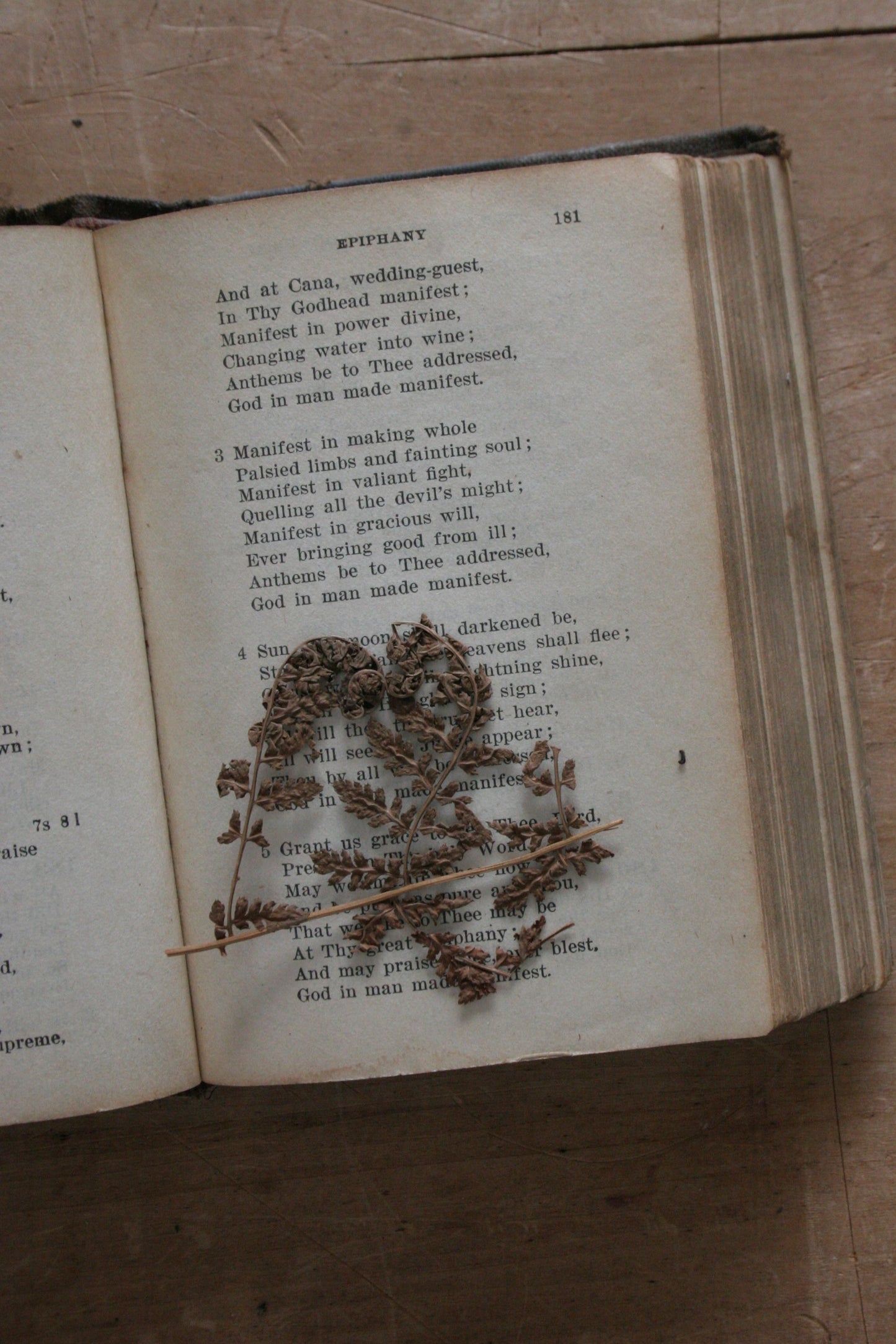 Antique HYMNS book 1800s with dried flowers