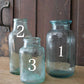 Antique early blue glass jars