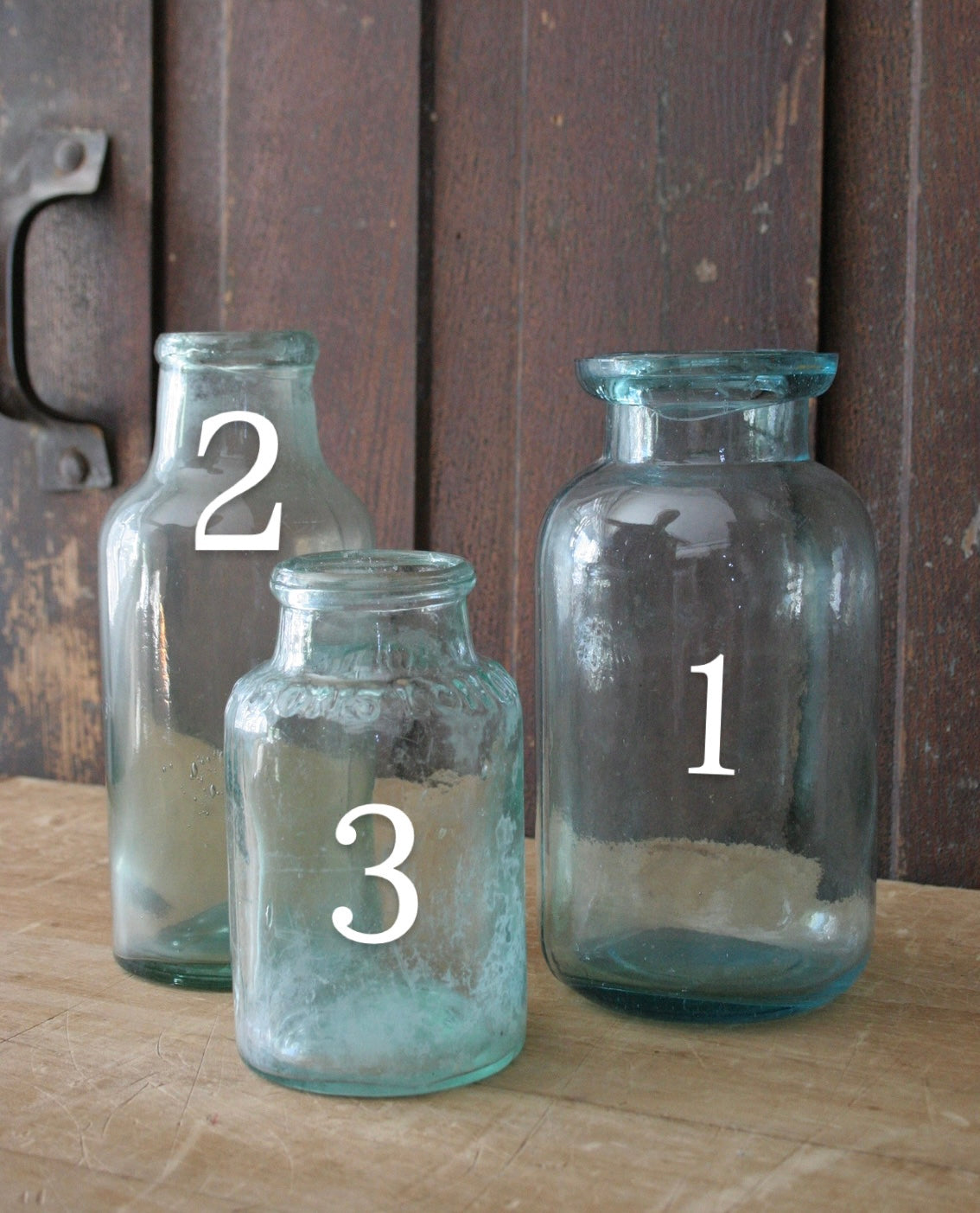 Antique early blue glass jars