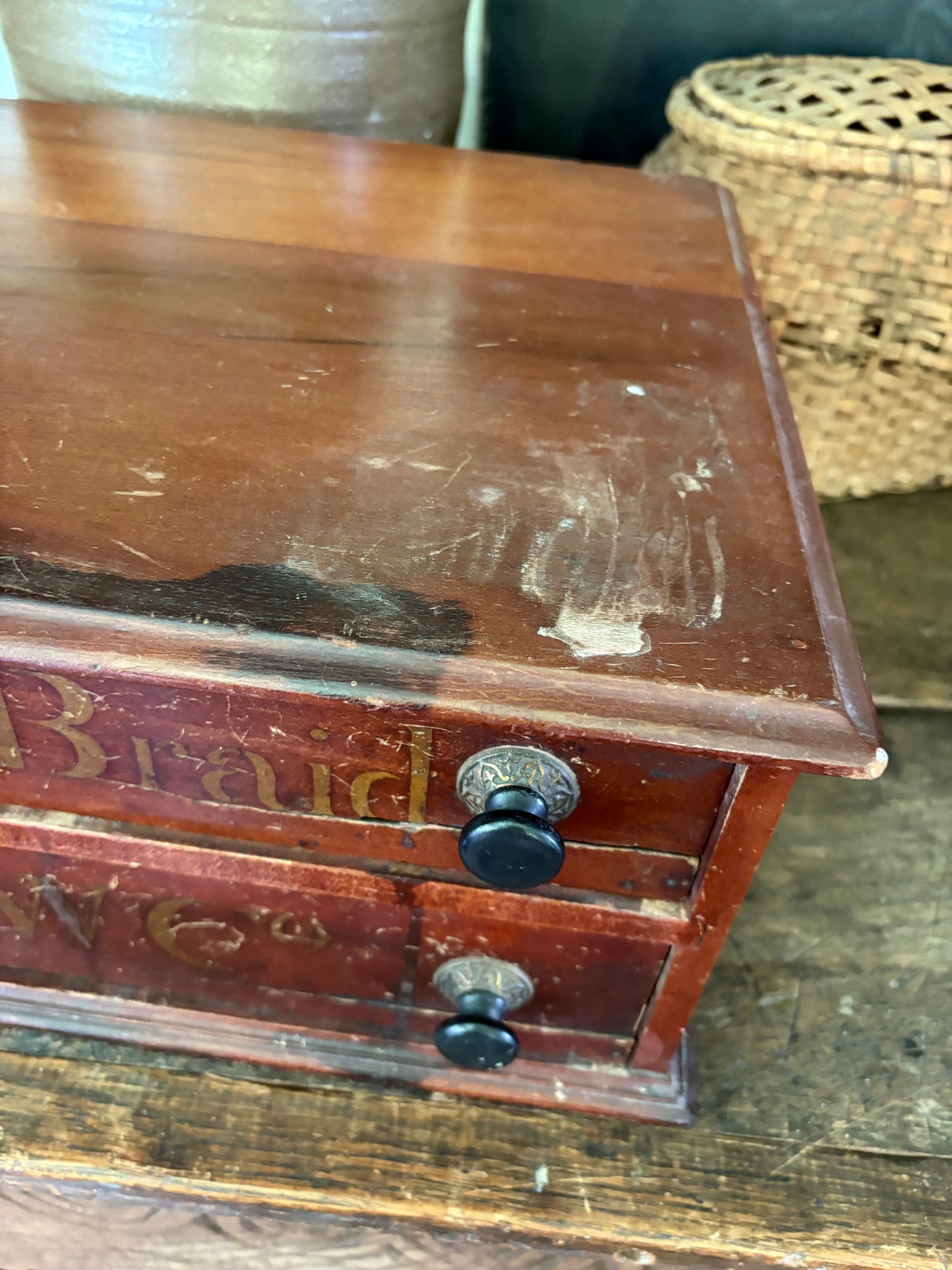 Antique A.W. Co “Roll Braid” Victorian spool drawer cabinet