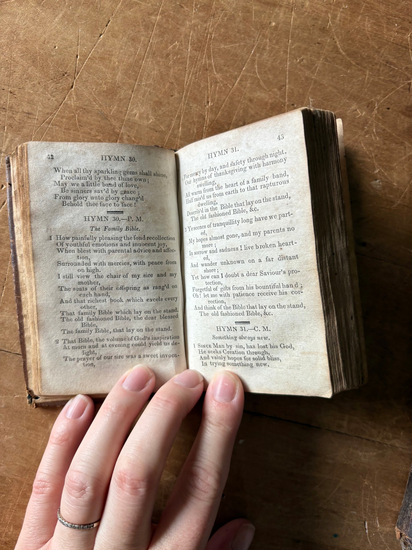1831 second edition of "The New and Improved Camp Meeting Hymn Book” leather book