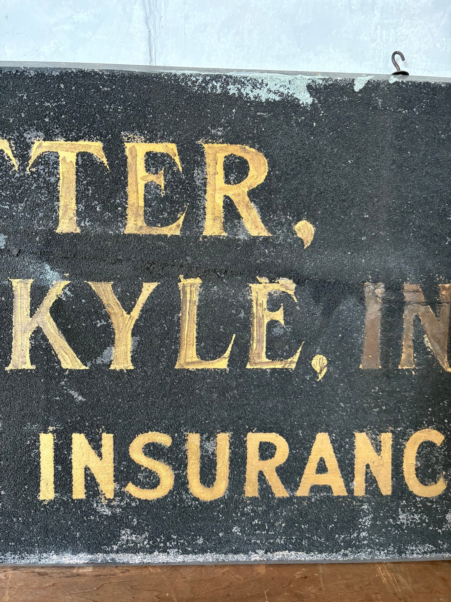 Vintage Blair Sign Co Double Side Hanger Insurance Sign Ritter Hite Kyle | gilded lettering