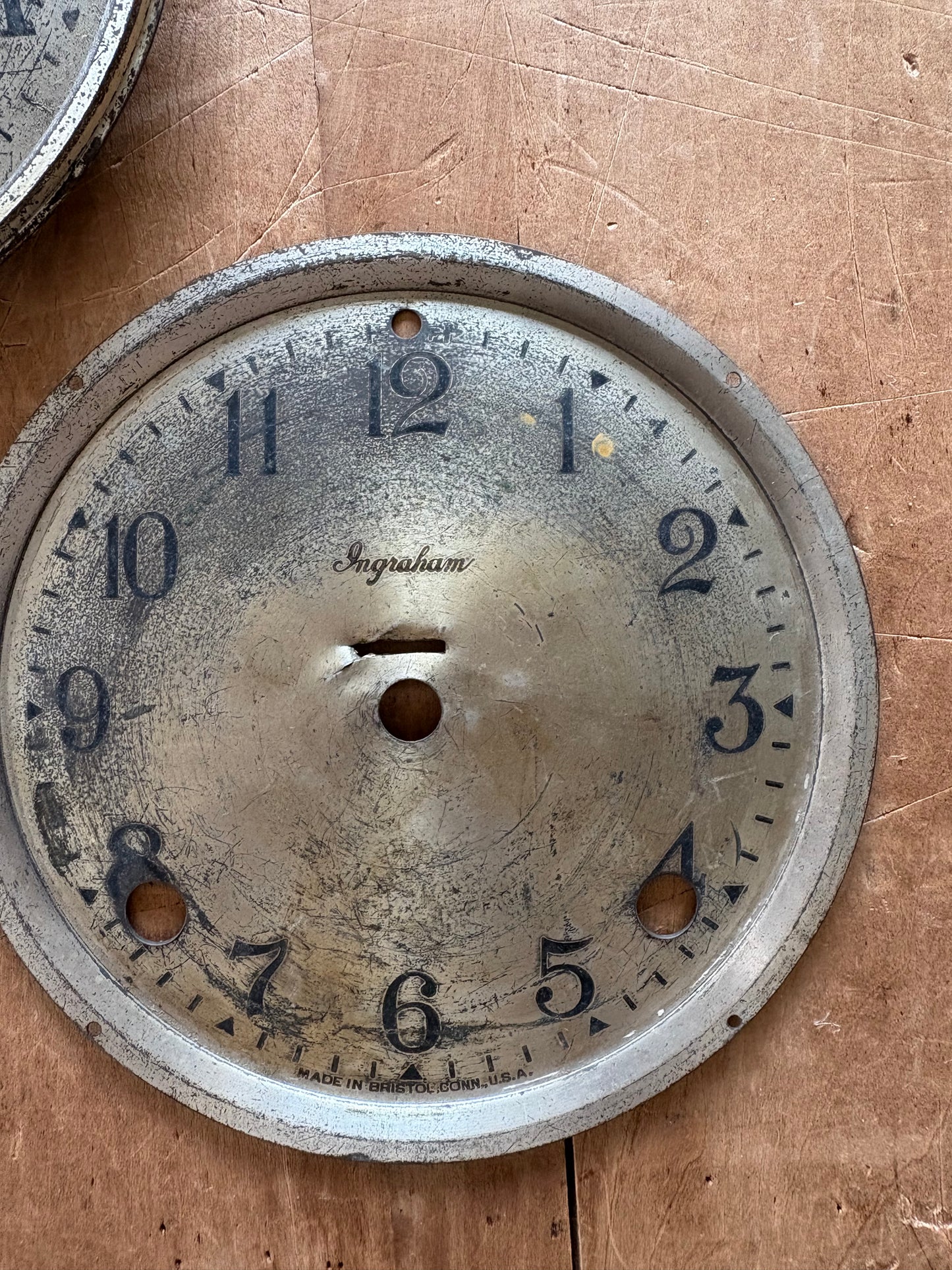 Vintage metal clock face set of two