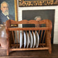 Vintage wooden wall plate rack with scallop detail