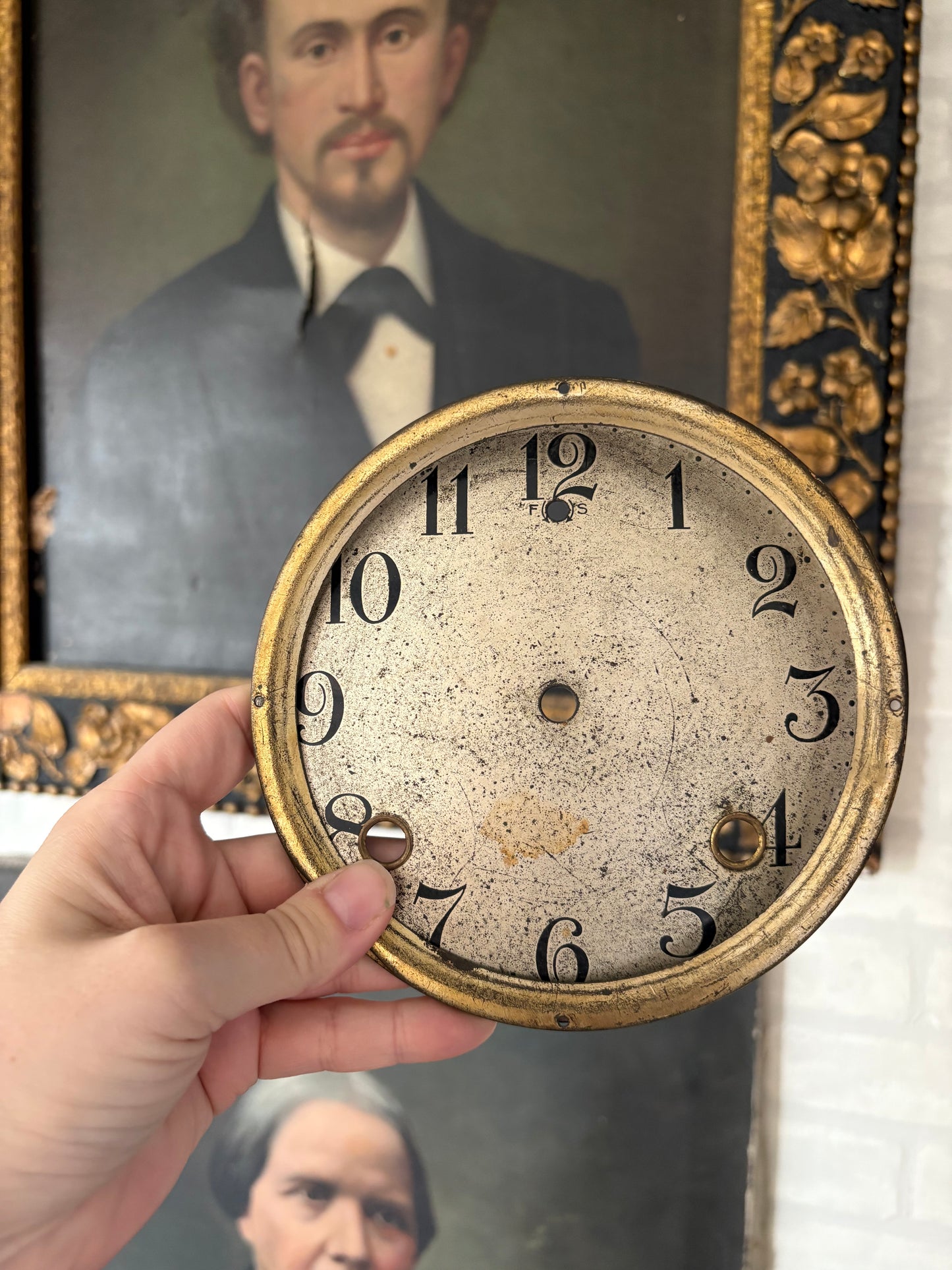 Vintage metal clock face