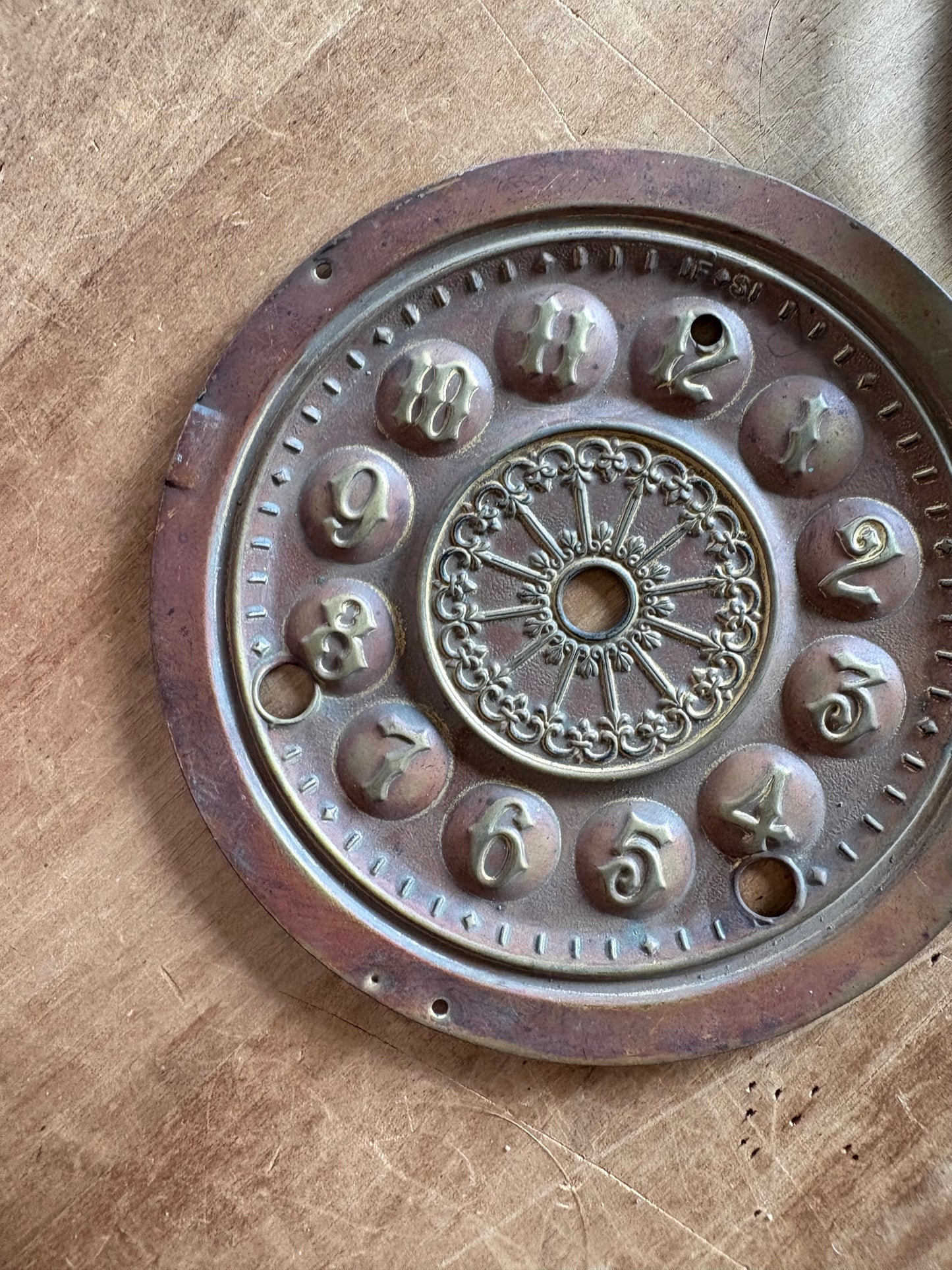 Vintage metal clock face set of two