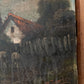 Antique rural landscape painting with sheep on canvas