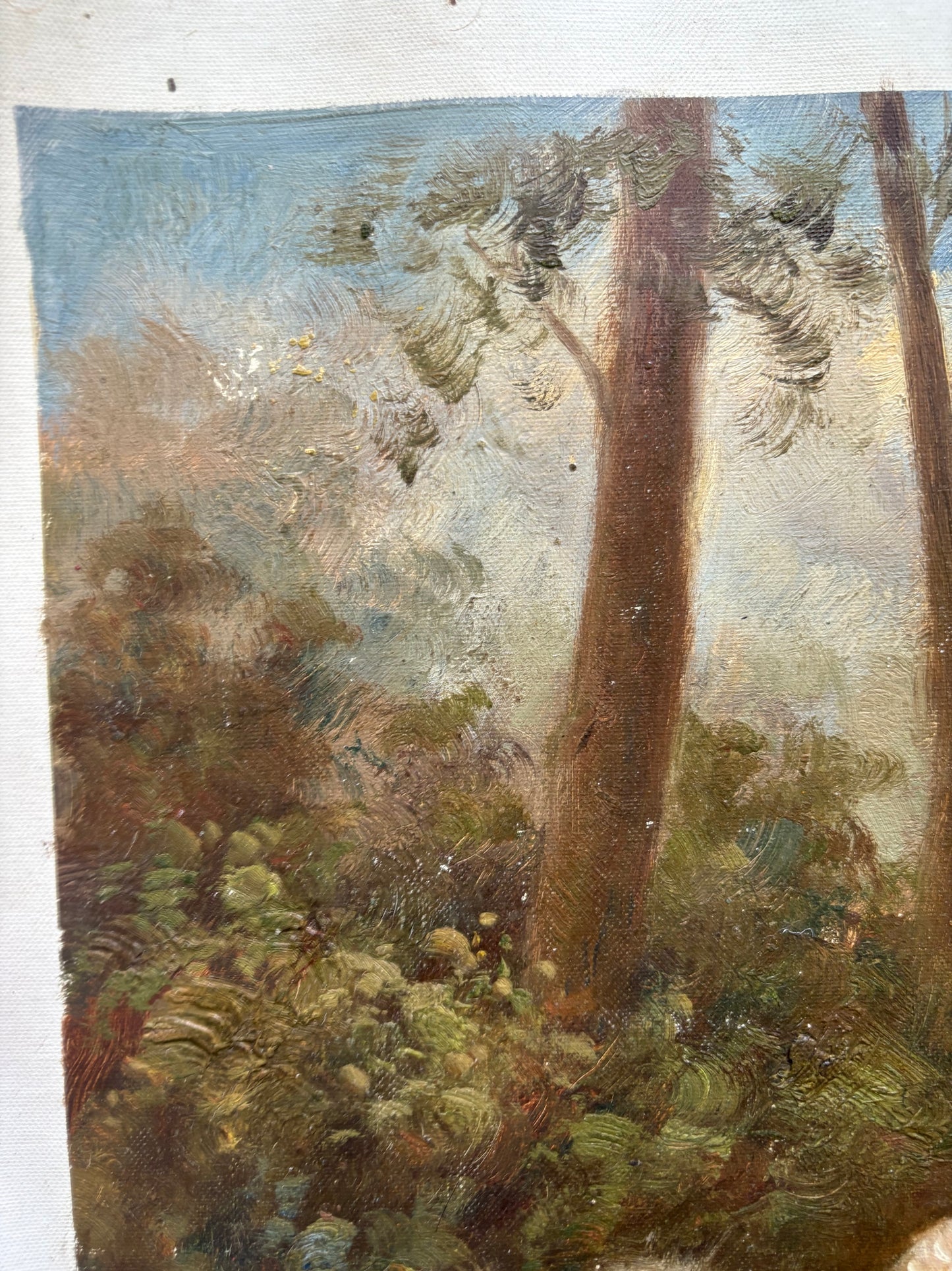 Vintage oil sheep painting on canvas