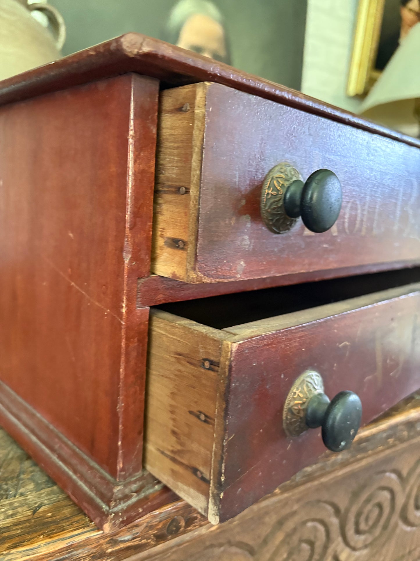 Antique A.W. Co “Roll Braid” Victorian spool drawer cabinet
