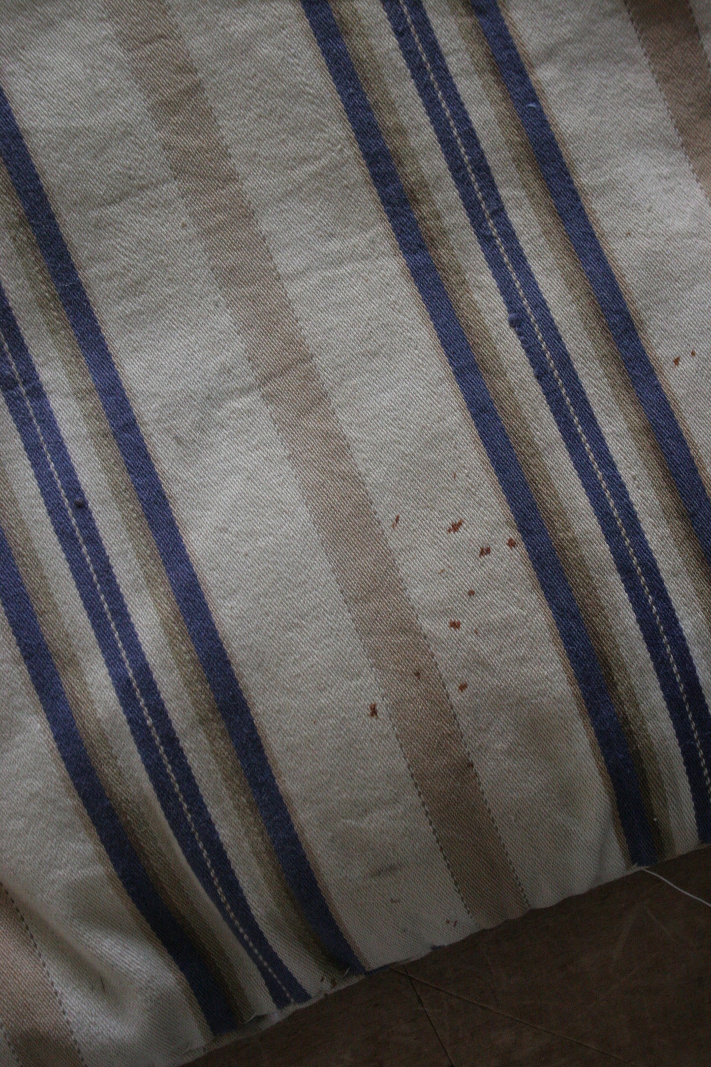 Antique French ticking stripe feather pillow