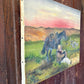 Antique western folk art oil on canvas cowboy painting with horse