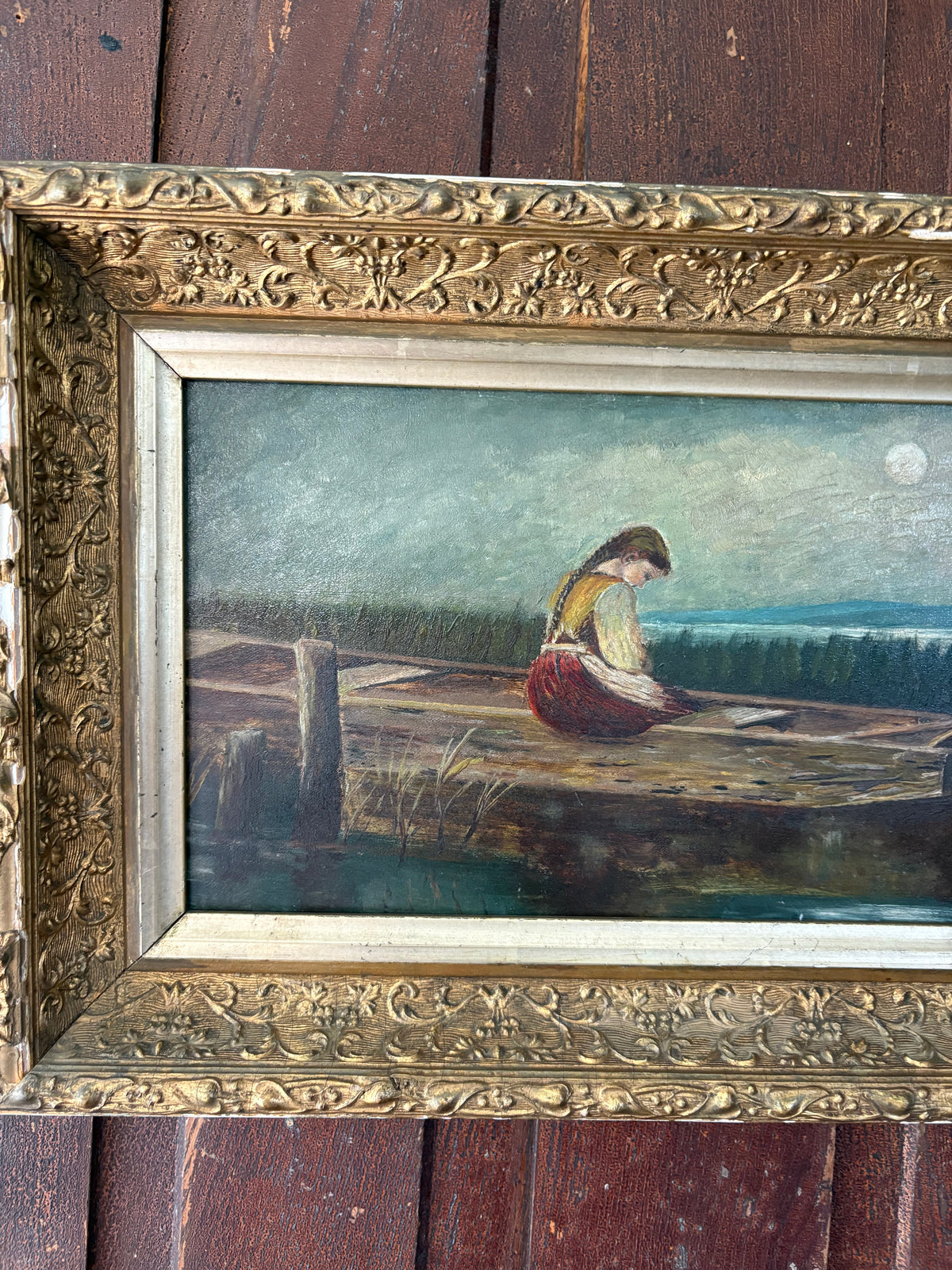 Antique Painting After Heinrich Vosberg "Alone & Forsaken" Amateur copy