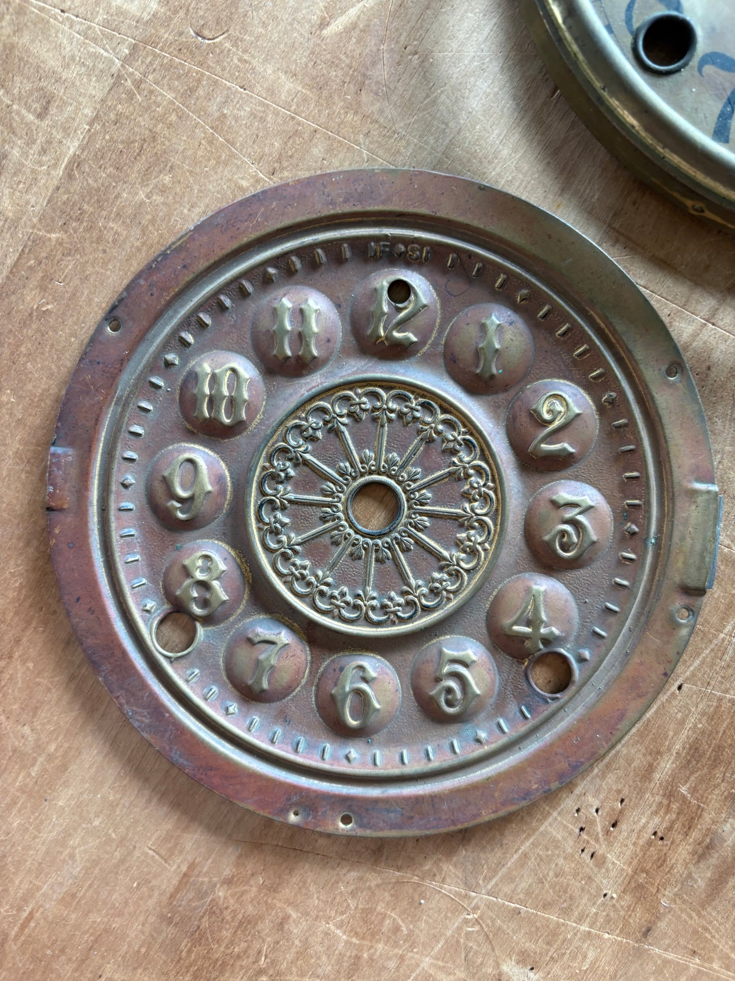 Vintage metal clock face set of two
