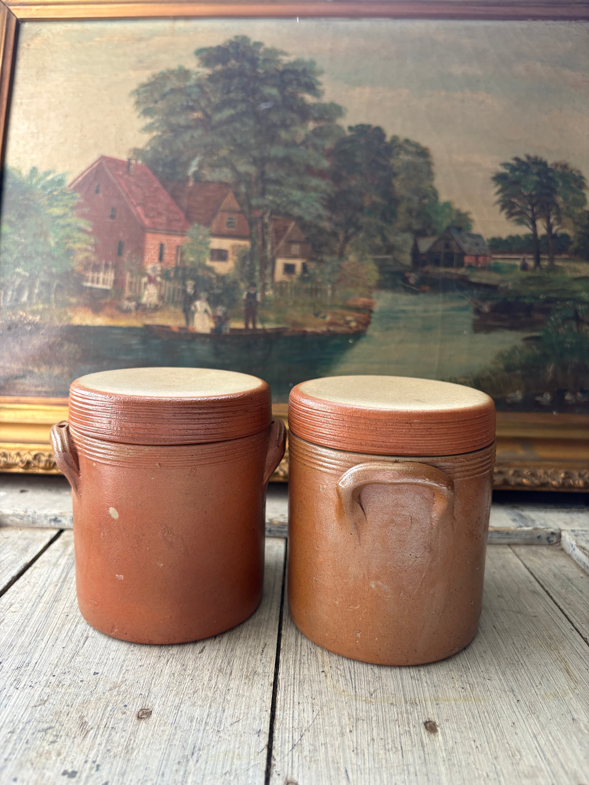 Vintage French Stoneware Confit Pot Salt Pot