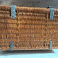 Antique French railway wicker trunk with initials JB | metal latches