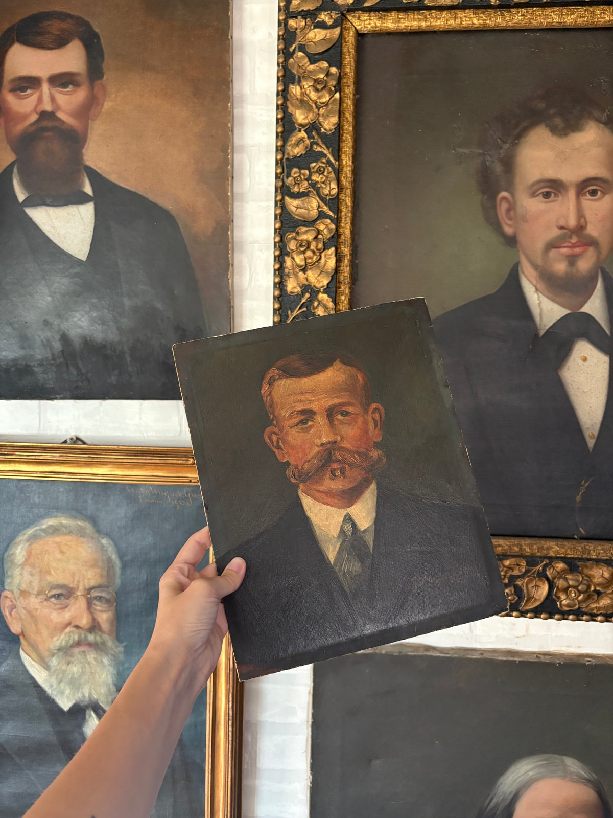 Antique portrait of man on board