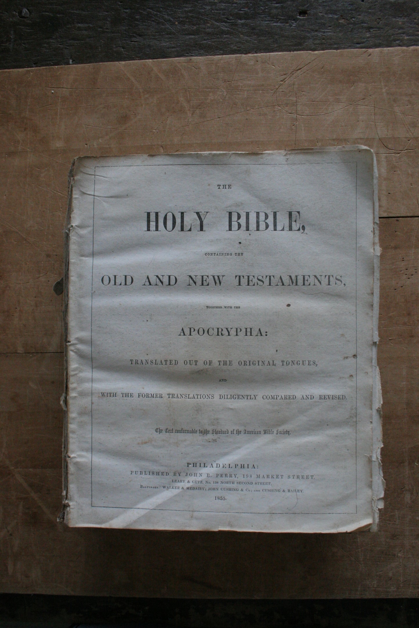 Antique family large Bible 1855 including apocrypha