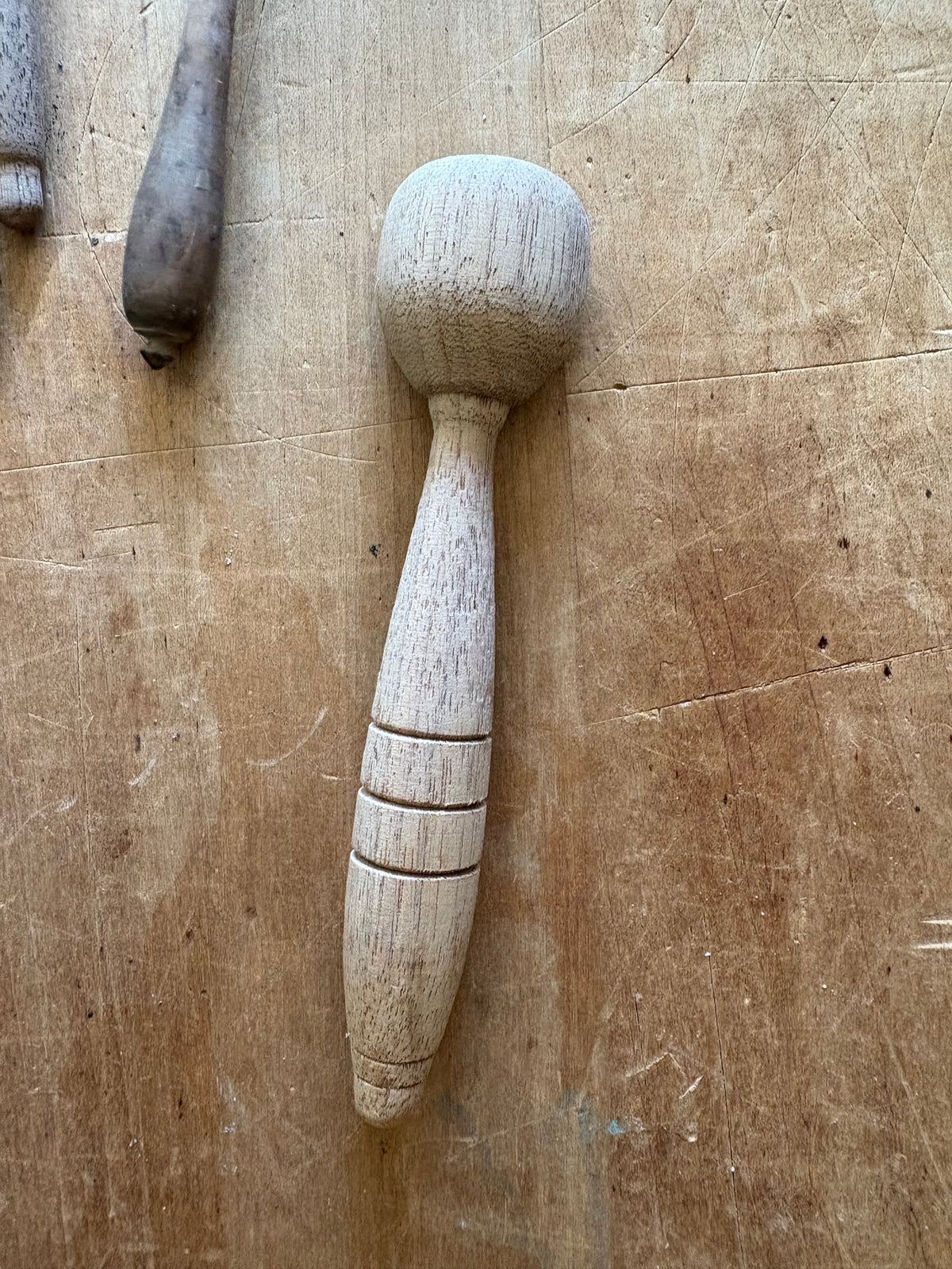 Antique primitive chunky wooden salt spoon